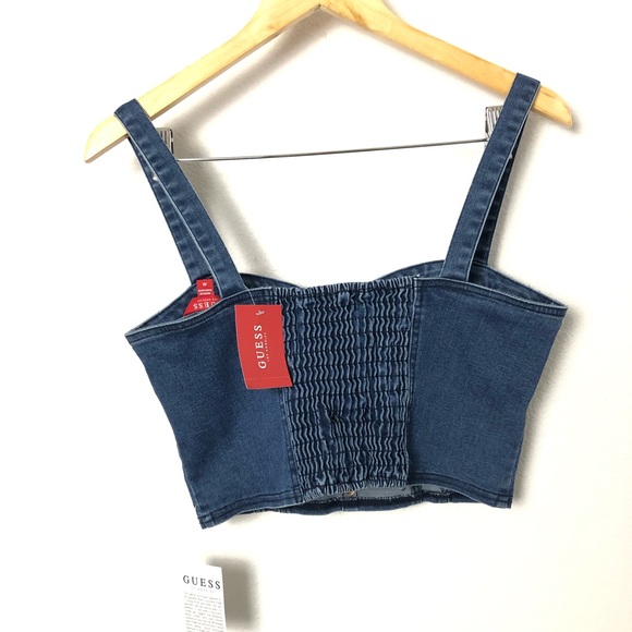 GUESS NWT Bustier Denim Jeans Crop top - Picture 5 of 8